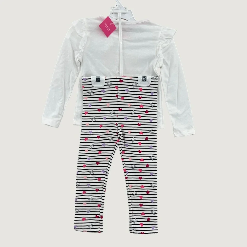 Isaac Mizrahi 3 Piece Legging‎ Scrunchie Set Girls XS 4 Heart Applique NWT